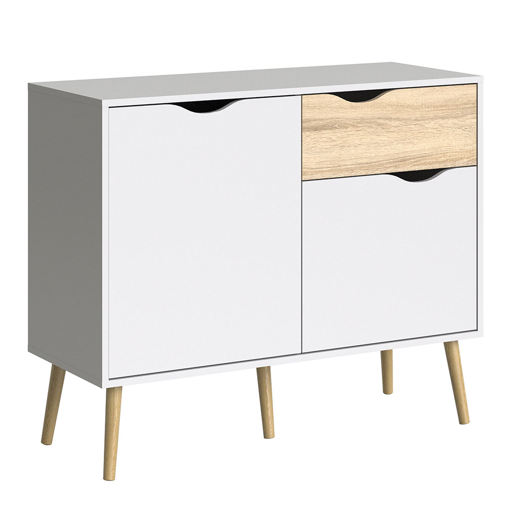 Oslo Sideboard - Small - 1 Drawer 2 Doors White and Oak